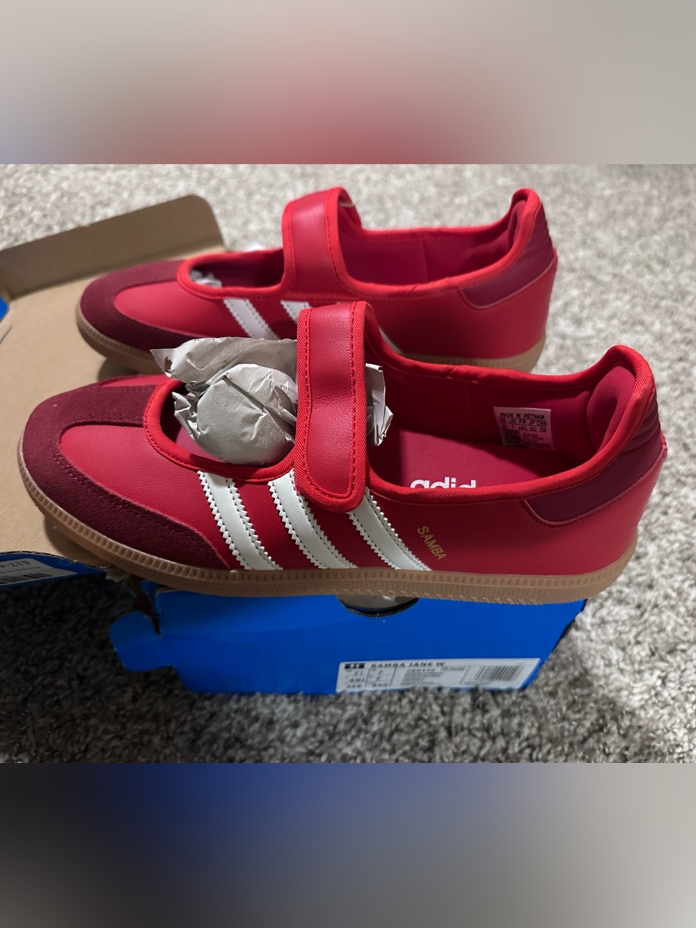 adidas Samba Red and White Velcro Sneakers